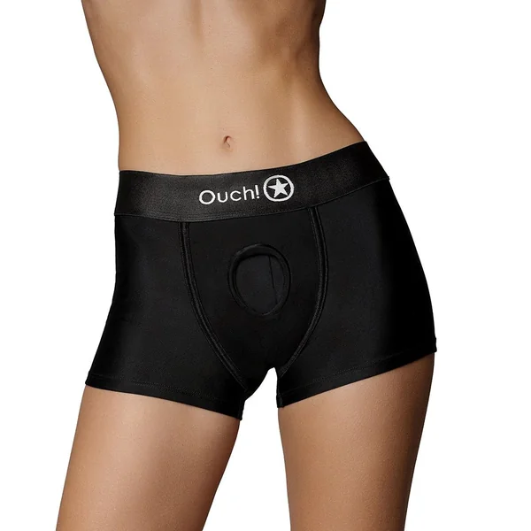 Couples Vibrators: Shots Ouch Vibrating Strap On Boxer – Black