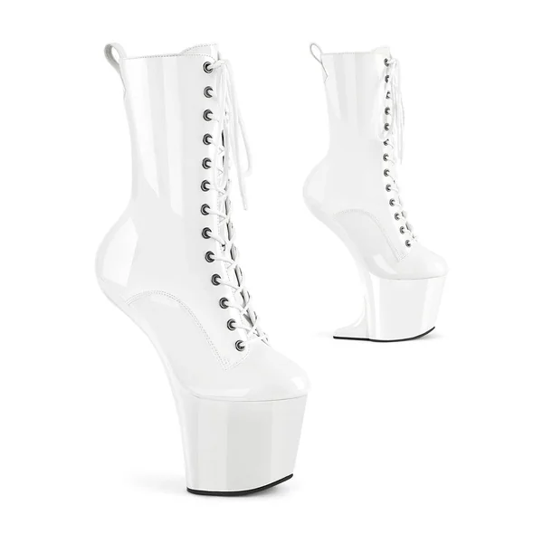 CRAZE-1040 White Patent Ankle Boot