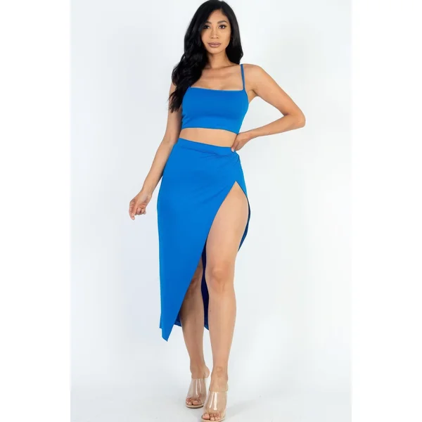 Crop Cami & Split Thigh Maxi Skirt Set