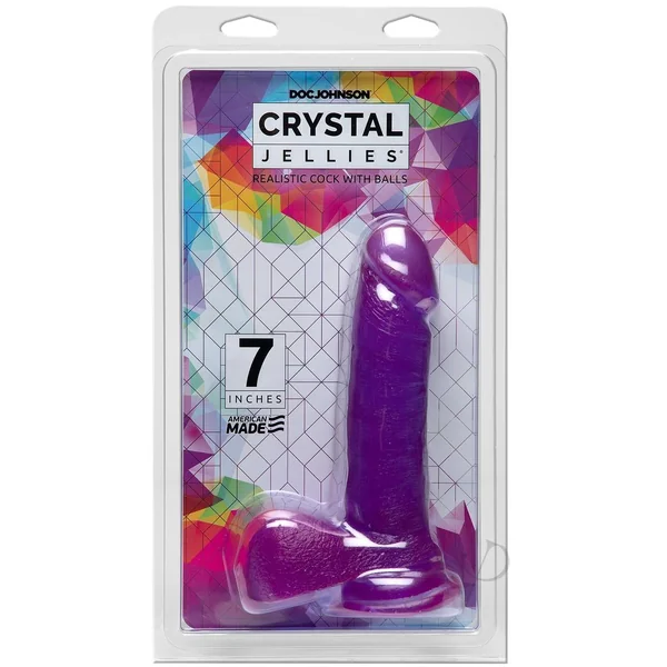 Crystal Jellies Dildo with Balls 7in - Purple