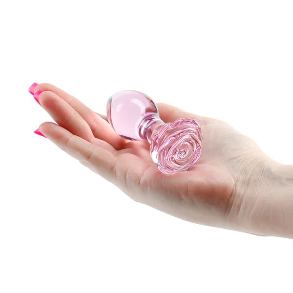 Crystal Rose Glass Butt Plug