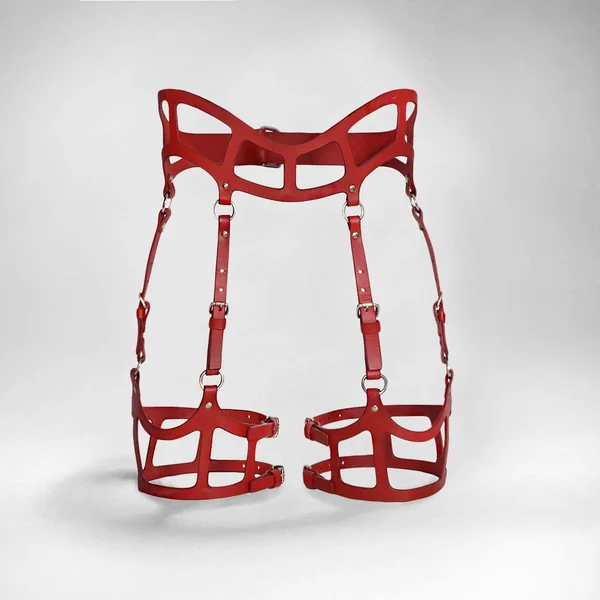 CURVED CUT OUT SUSPENDER HARNESS RED