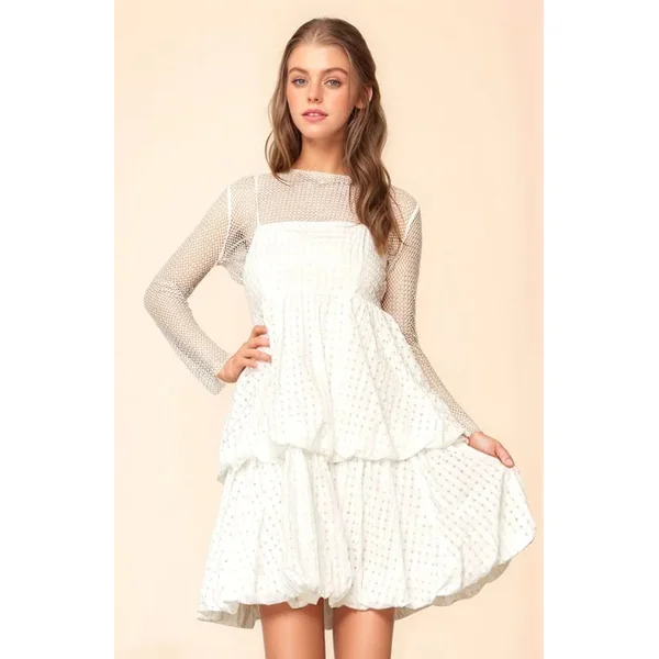 Davi & Dani Checker Print Side Pockets Textured Mini Dress