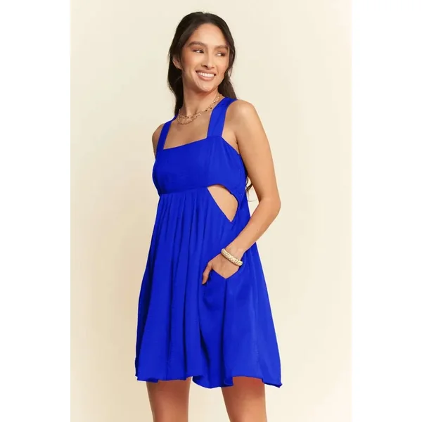Davi & Dani Washed Satin Cutout Skirt Bandeau Mini Dress