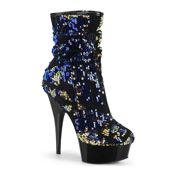 DELIGHT-1004 Exotic Boot | Blue Sequins