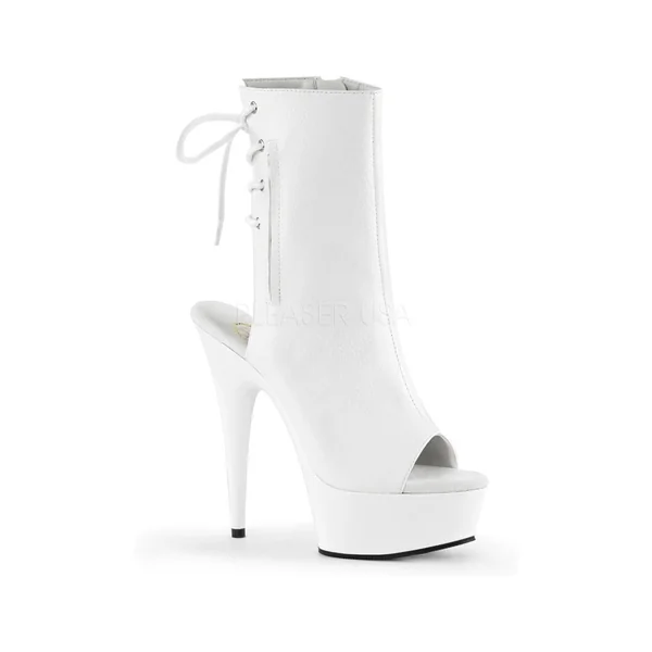 DELIGHT-1018 Platform Boot | White Faux Leather