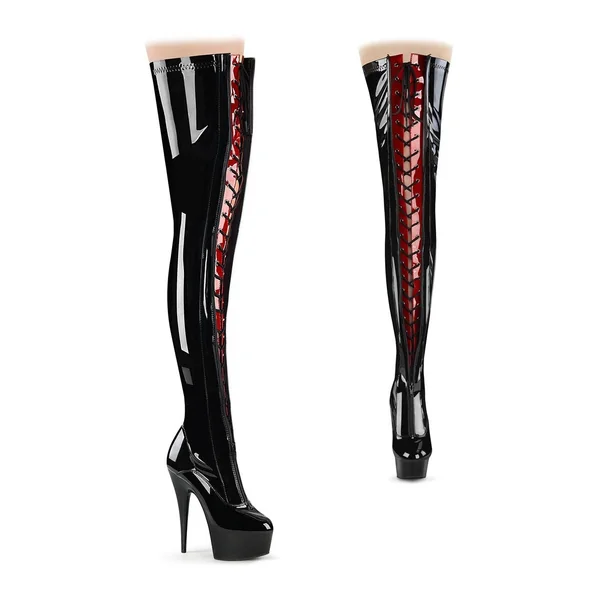 DELIGHT-3027 Thigh Boot | Black Patent
