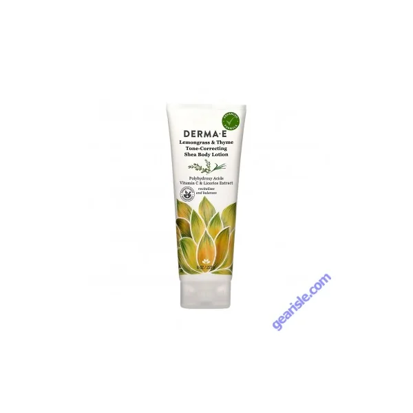 Derma E Lemongrass Thyme Tone Correcting Body Lotion Hydrating Shea Formula 8 Oz