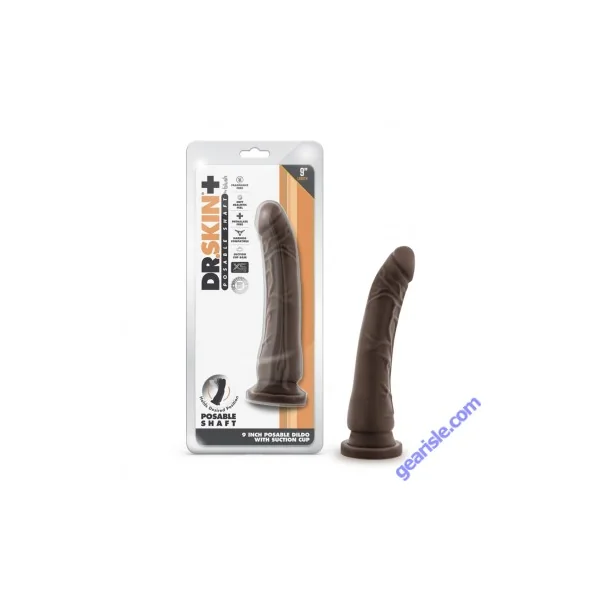 Dildo Dr. Skin Plus 9" Blush Posable Chocolate Suction Cup Base