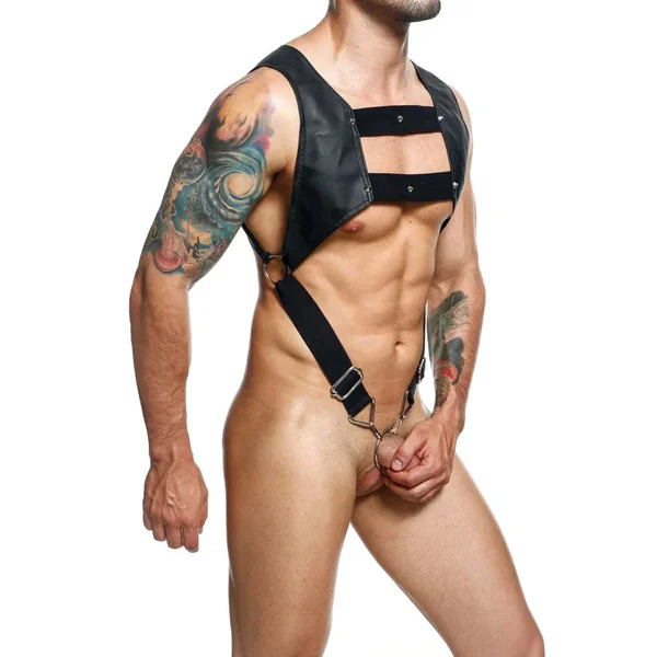 Dngeon Croptop Harness Cockring Black O/S