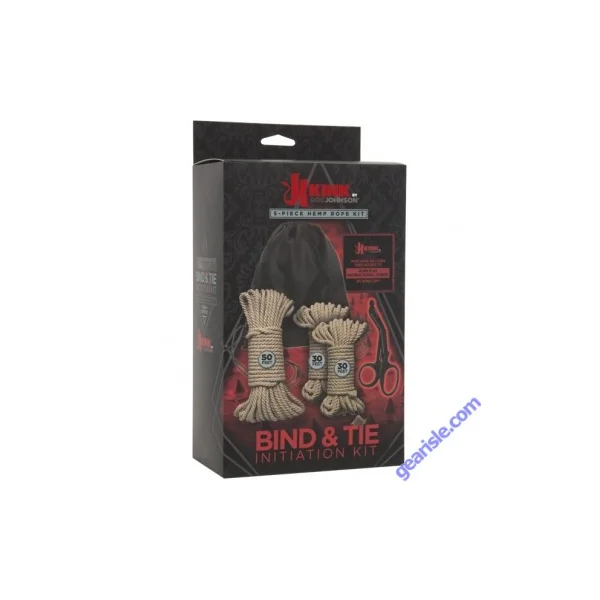 Doc Johnson Kink Bind Tie Initiation Kit 5 Piece Hemp Rope Kit Natural