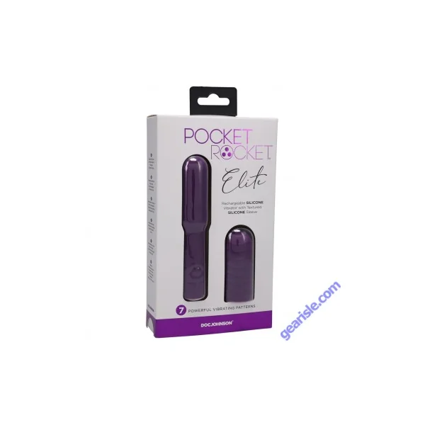 Doc Johnson Pocket Rocket Elite Rechargeable Silicone Vibrator Purple