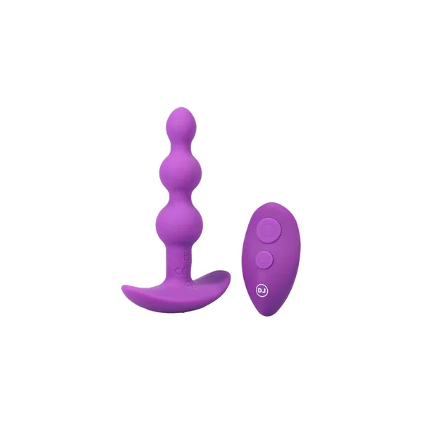 Doc Johnson-A-Play - Beaded Vibe - Remote Controlled Butt Plug - Purple