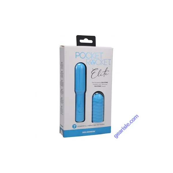 DocJohnson Sky Blue Pocket Rocket Elite Rechargeable Silicone Vibrator