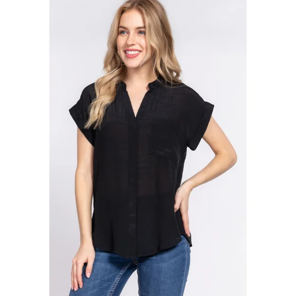 Dolman Slv Button Down Woven Top