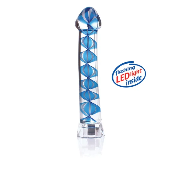 Don Wand Blue and White LED Helix Glass Dong