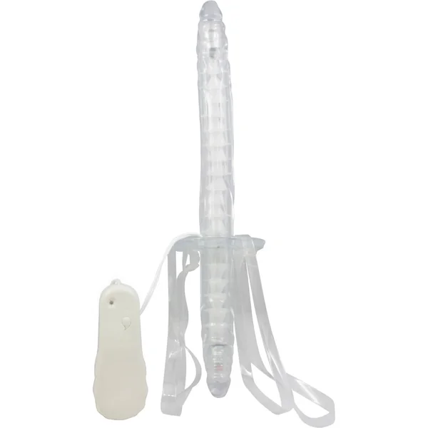 Double Fuk Vibrating Dong Strap On 13 Inch Clear