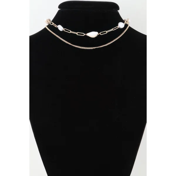 Double Pearl Chain Necklace