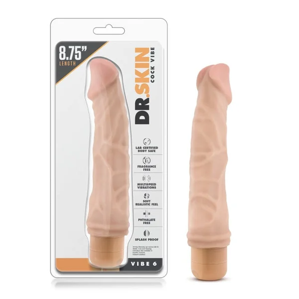Dr Skin Cock Vibe 6 Inch Vibrating Cock Beige