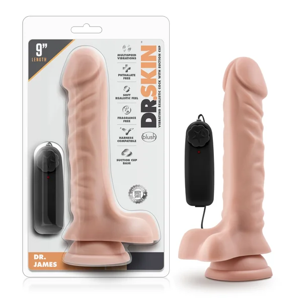 Dr Skin Dr James 9 Inch Vibrating Cock with Suction Cup Vanilla