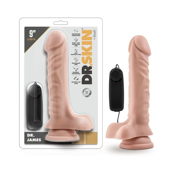 Dr. Skin Dr. James Realistic 9 inches Vibrating Dildo with Balls Beige
