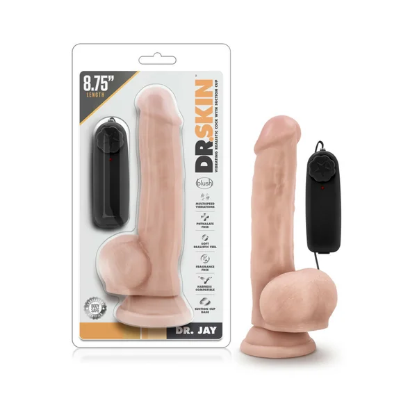 Dr. Skin Dr. Jay Realistic 8.75 inches Vibrating Dildo with Balls Beige