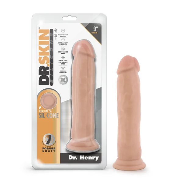 Dr. Skin Silicone By Blush® | Dr. Henry Realistic Vanilla 9 Inch Long Dildo With Suction Cup Base