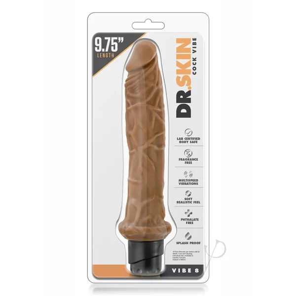 Dr. Skin Silver Collection Cock Vibe 8 Vibrating Dildo 9.75in - Caramel