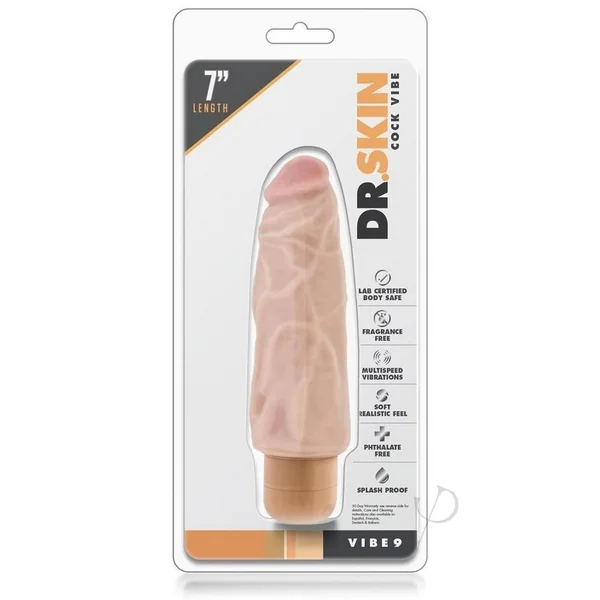 Dr. Skin Silver Collection Cock Vibe 9 Vibrating Dildo 7in - Vanilla