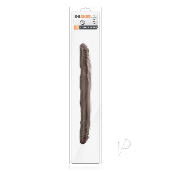 Dr. Skin Silver Collection Double Dildo 14in - Chocolate