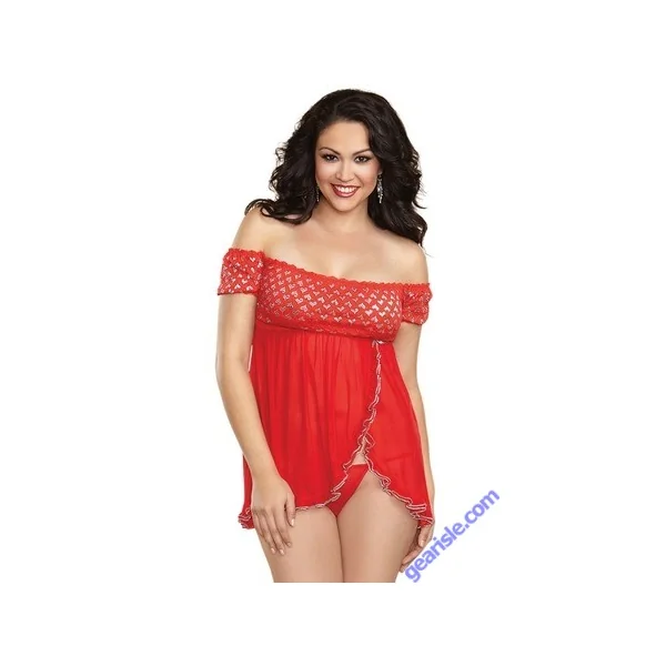 Dreamgirl 10060X Queen French Kiss Babydoll Red