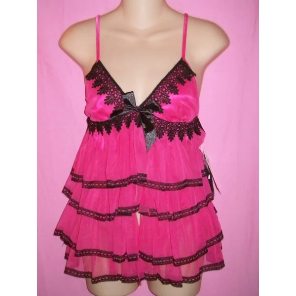 Dreamgirl Lingerie Sexy Open Front Sheer Mesh Babydoll and Thong Set