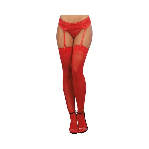 Dreamgirl - Sheer Thigh High Stockings - Red O/S