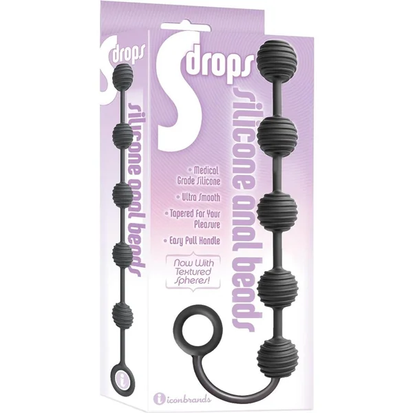 Drops Silicone Anal Beads Black