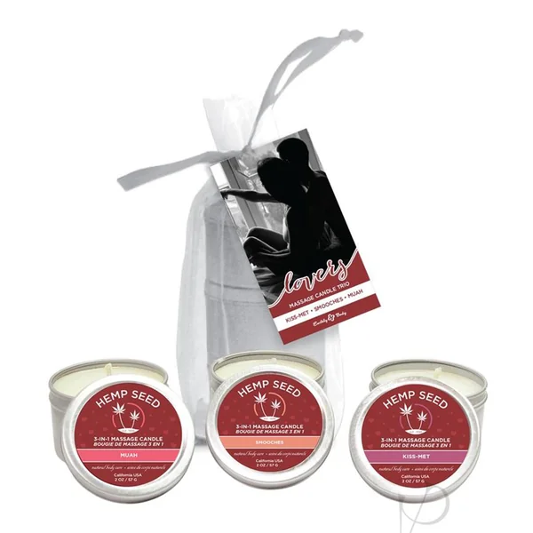 Earthly Body Hemp Seed Valentine Massage Candle Trio Set 2oz