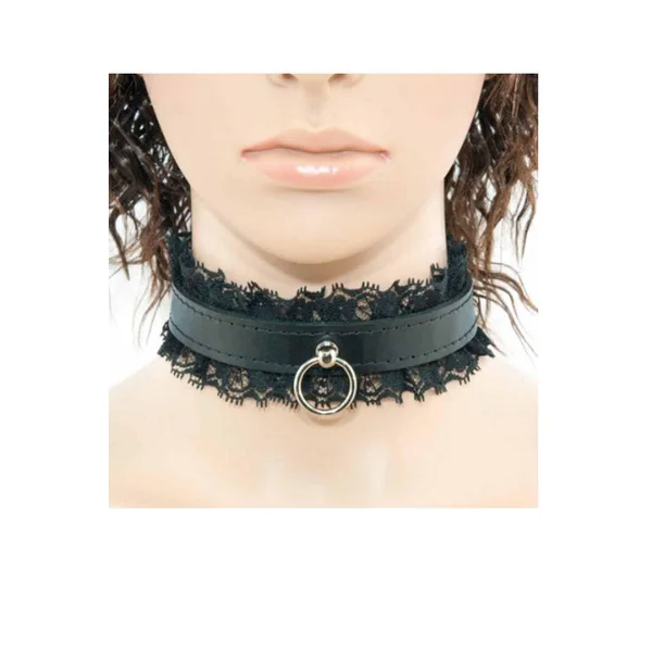 Ego Driven - Fancy Collar - Leather and Lace - Black