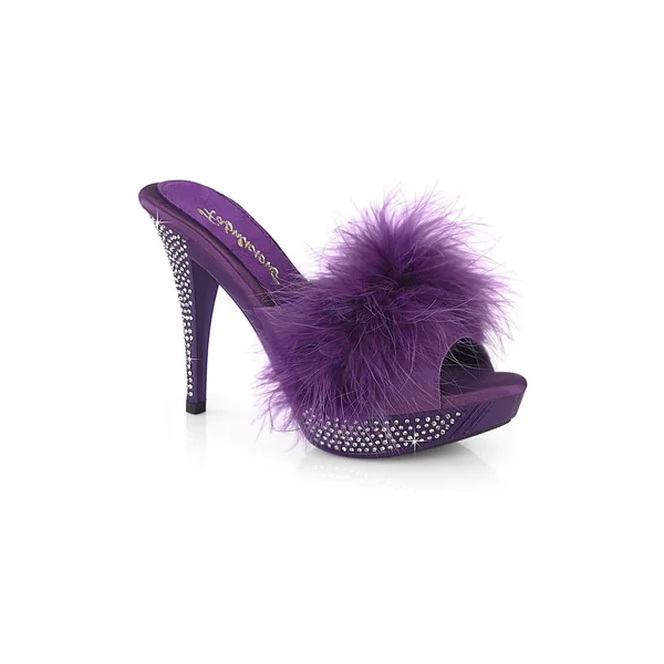 ELEGANT-401F Purple Marabou Slide
