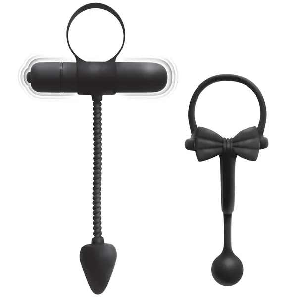 Enhancer Cockring 2pk Black Vibrating Penis Rings Set