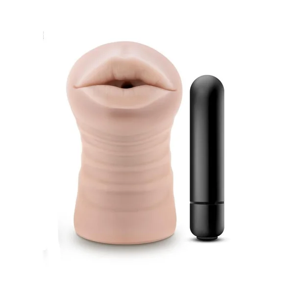 EnLust Nicole Dual End Vibrating Stroker – Mouth – Vanilla