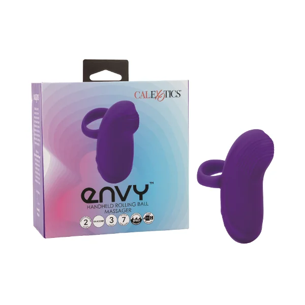 Envy™ Handheld Rolling Ball Massager Purple Silicone Waterproof with 3 Speeds and 7 Functions, Rechargeable, 60 to 100 Minutes Runtime