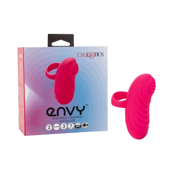 Envy Handheld Thumping Massager Pink Silicone Waterproof with Dual Motors and 3 Speeds, 7 Functions, Rechargeable