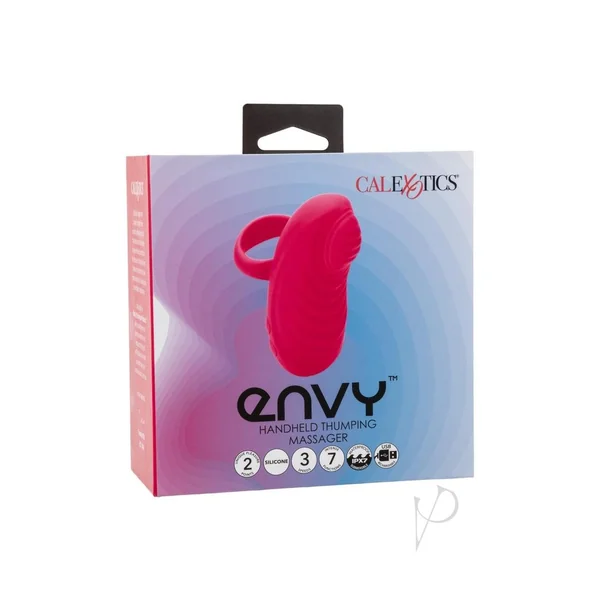 Envy Handheld Thumping Rechargeable Silicone Finger Vibrator - Pink