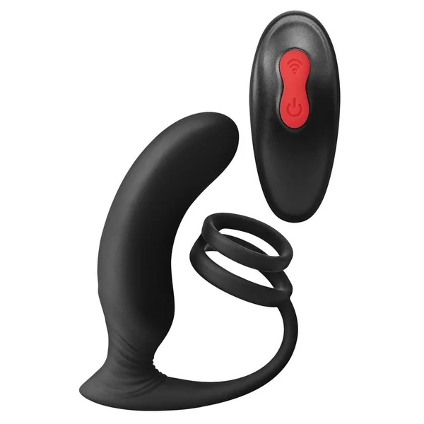 Envy Toys Thumbs Up Remote Controlled Rechargeable Silicone P-Spot Vibrator and Dual Stamina Ring – Black