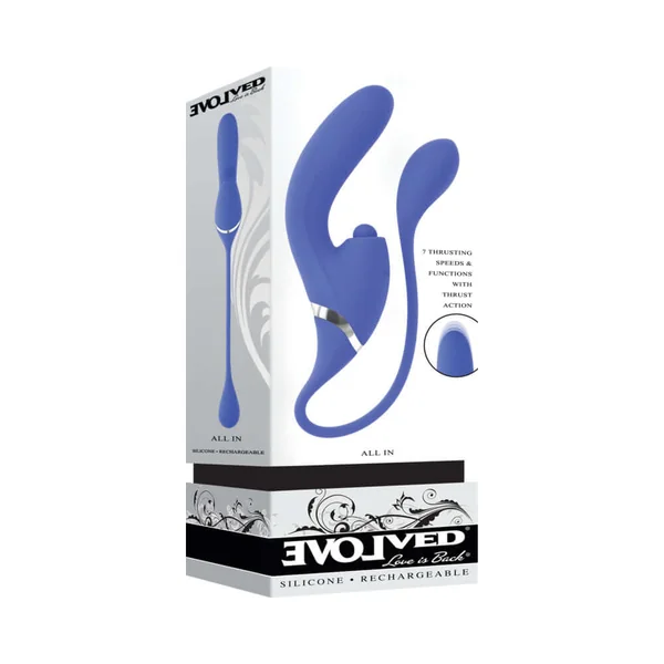 Evolved All In Rechargeable Dual Vibrating Tapping Vibe Blue