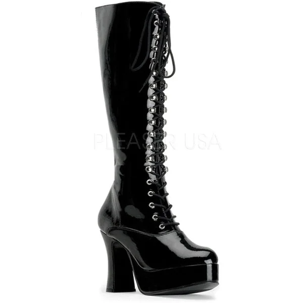 EXOTICA-2020 Knee Boot | Black Patent
