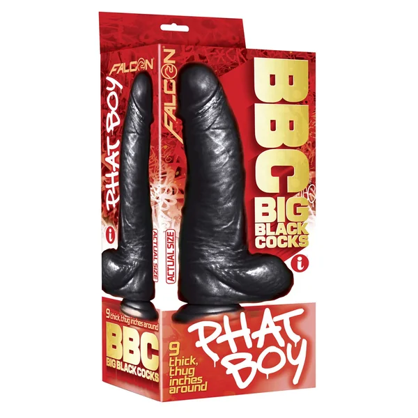 Falcon BBC Big Black Cock Thick Fat Boy Realistic Dildo Black 10 Inch