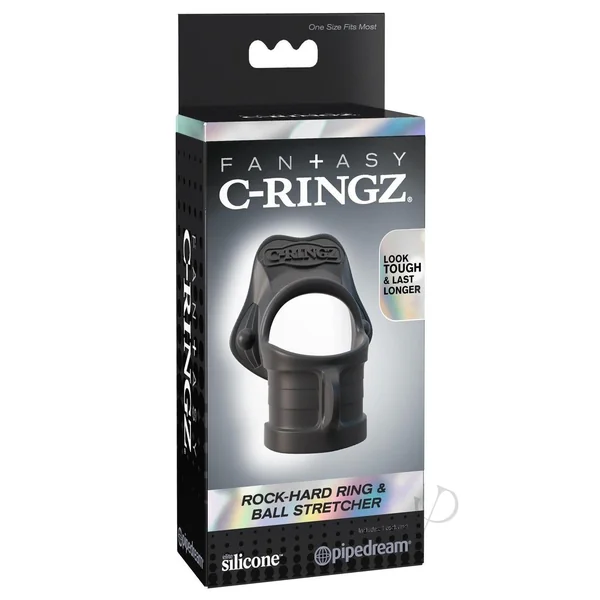 Fantasy C-Ringz Silicone Rock Hard Cock Ring and Ball-Stretcher - Black