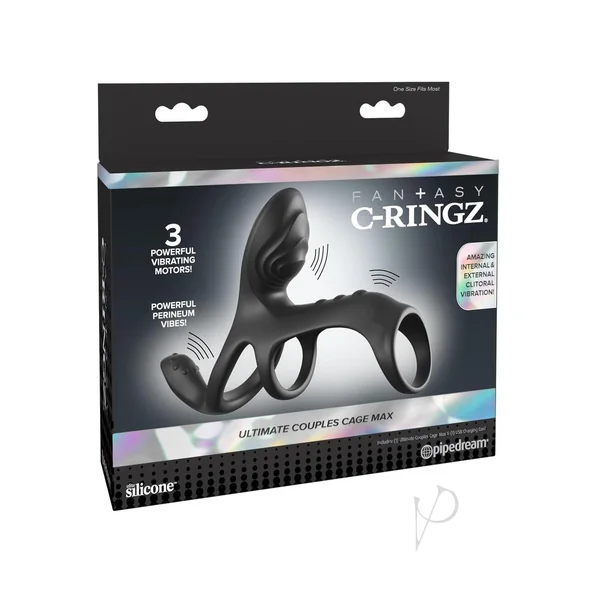 Fantasy C-Ringz Ultimate Couples Cage Max Vibrating Cock Ring - Black