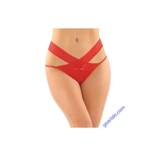Fantasy Lingerie Daphne Brazilian Cut Panty Red Lace Waistband
