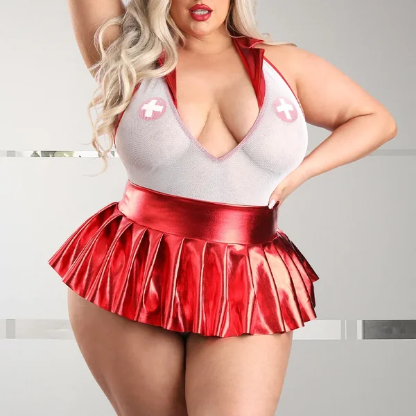 Fantasy Lingerie Pulse Check Nurse Teddy & Skirt Costume Set – Curvy